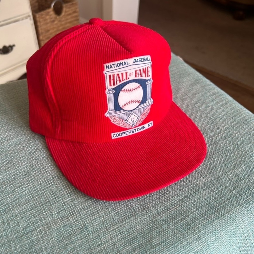 National Baseball Hall of Fame Cooperstown NY Red Corduroy Snapback‎ Cap Hat - Picture 2 of 10